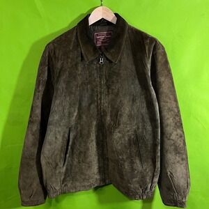 American Classics Colebrook Mens‎ Large Brown Suede Leather Bomber Jacket